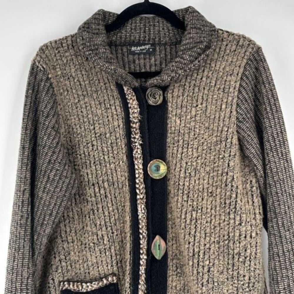 VTG Lee Andersen Womens Color-block Metallic Button Front Cardigan Jacket Medium - Picture 4 of 14
